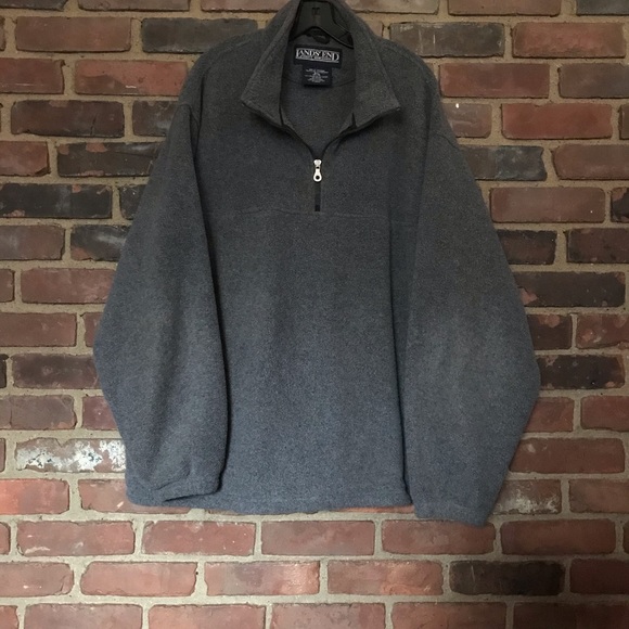 Lands' End Sweaters Lands End Zip Gray Fleece Pullover Mens 3x